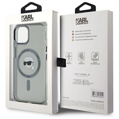 Karl Lagerfeld KLHMP15SHLSKIK iPhone 15 6.1" black/black hardcase IML Metal Karl Head MagSafe_7