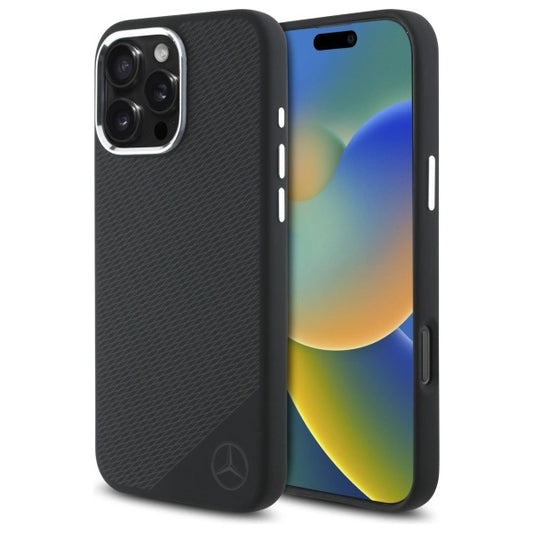 Mercedes MEHMP16L23SUGDK iPhone 16 Pro 6.3" black/black hardcase Silicone Tonal Logo Wood Pattern MagSafe_0