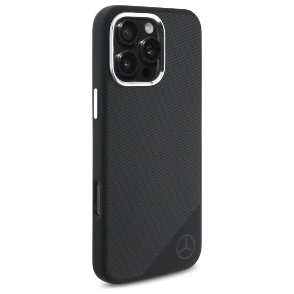 Mercedes MEHMP16L23SUGDK iPhone 16 Pro 6.3" black/black hardcase Silicone Tonal Logo Wood Pattern MagSafe_3