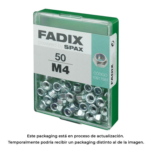 Caixa m 50 unid. porca auto-bloqueio zinco m 4 fadix_0