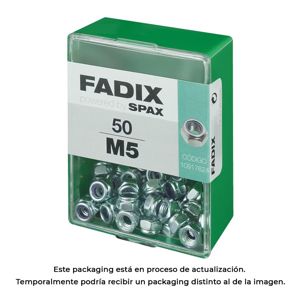 Caixa m 50 unid. porca auto-bloqueio zinco m 5 fadix_0
