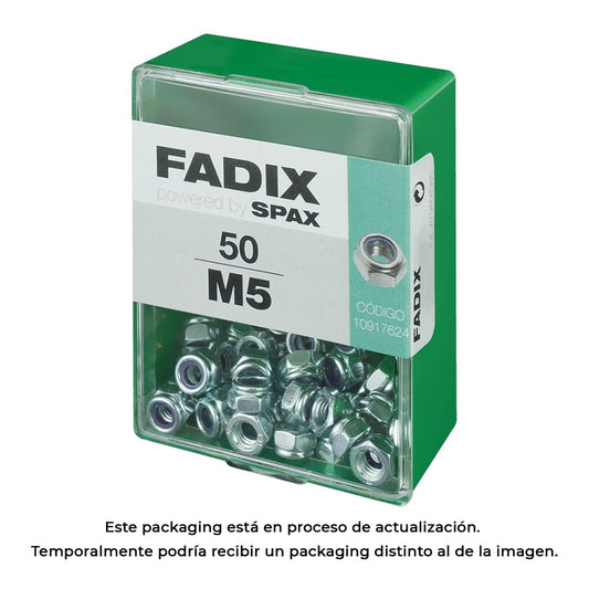 Caixa m 50 unid. porca auto-bloqueio zinco m 5 fadix_0