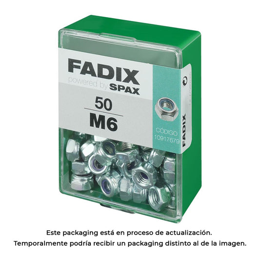 Caixa m 50 unid. porca auto-bloqueio zinco m 6 fadix_0