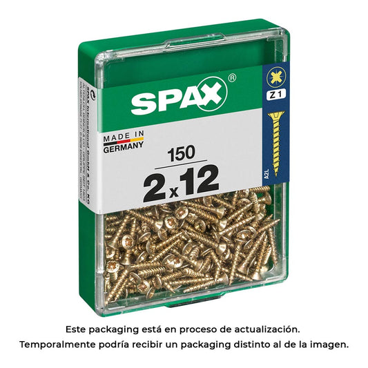 Caixa 150 unid. parafuso madeira spax cabeza plana yellox 2,0x12mm spax_0