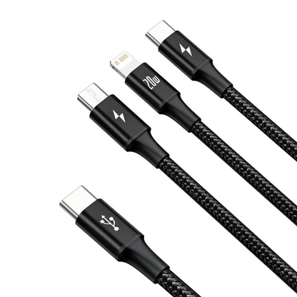 Baseus Rapid Series 3in1 USB-C - USB-C / Lightning / micro USB cable 20W PD 1.5m - black - OUTLET_1