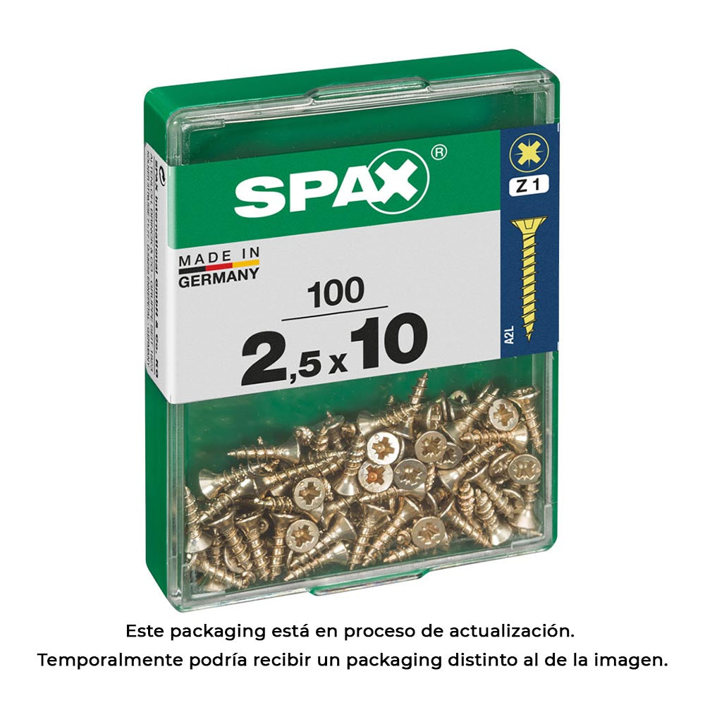 Caixa 100 unid. parafuso madeira spax cabeza plana yellox 2,5x10mm spax_0