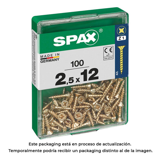Caixa 100 unid. parafuso madeira spax cabeza plana yellox 2,5x12mm spax_0