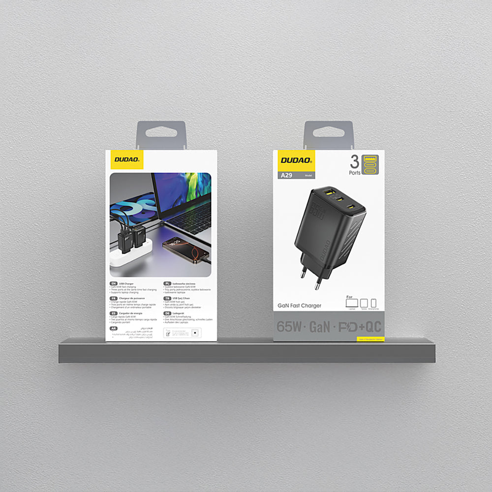Dudao A29 65W GaN Wall Charger 2 x USB-C + 1 x USB-A - Black_2