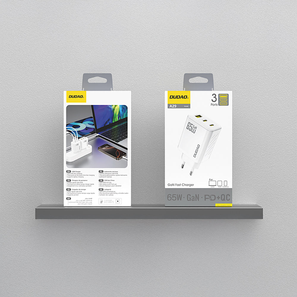 Dudao A29 65W GaN Wall Charger 2 x USB-C + 1 x USB-A - White_2