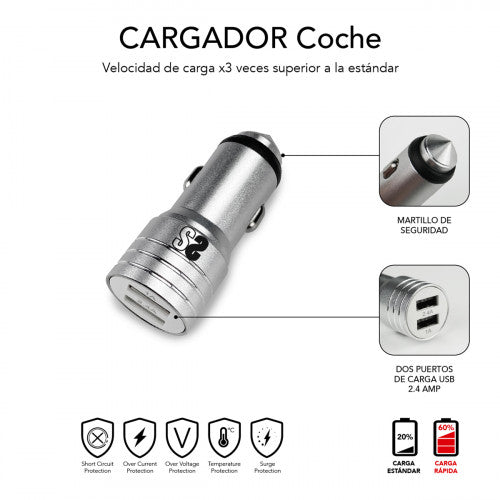 SUBBLIM SUB-CHG-4CC001 cargador de dispositivo móvil Universal Plata Encendedor de cigarrillos Carga rápida Auto_2