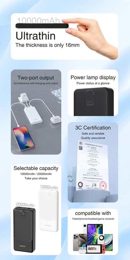 Powerbank Dudao K10 10000mAh 2.4A 2 x USB-A - white_2