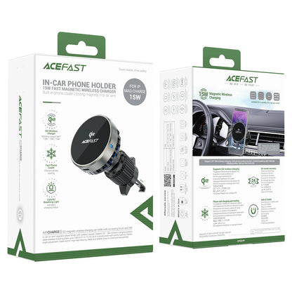 Acefast D40 Car Holder with Qi2 15W Magnetic Charger for Air Vent - Black_4