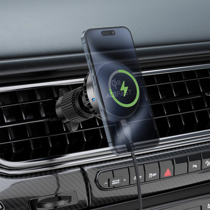 Acefast D40 Car Holder with Qi2 15W Magnetic Charger for Air Vent - Black_6