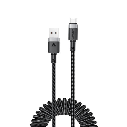 Acefast C14-04 USB-A - USB-C Cable Spring 480Mb/s 3A 1.2m - Black_0
