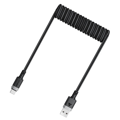Acefast C14-04 USB-A - USB-C Cable Spring 480Mb/s 3A 1.2m - Black_2