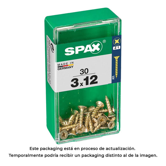 Caixa 30 unid. parafuso madeira spax cabeza plana yellox 3,0x12mm spax_0