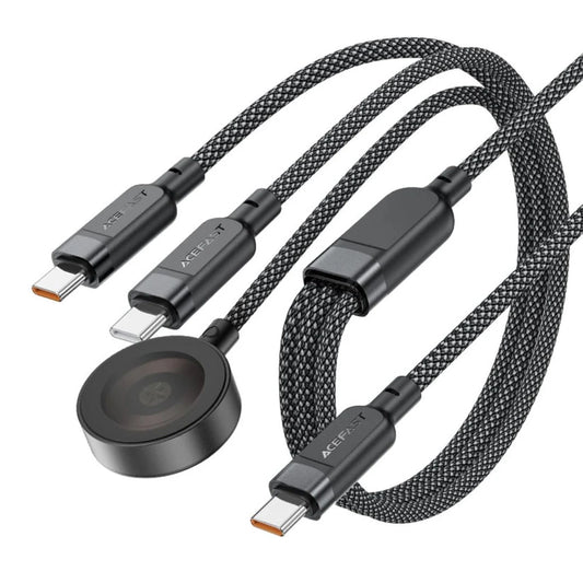 Acefast C6-11 USB-C 3in1 Cable - 2x USB-C / Qi 480Mb/s 100W 1.2m - black_0