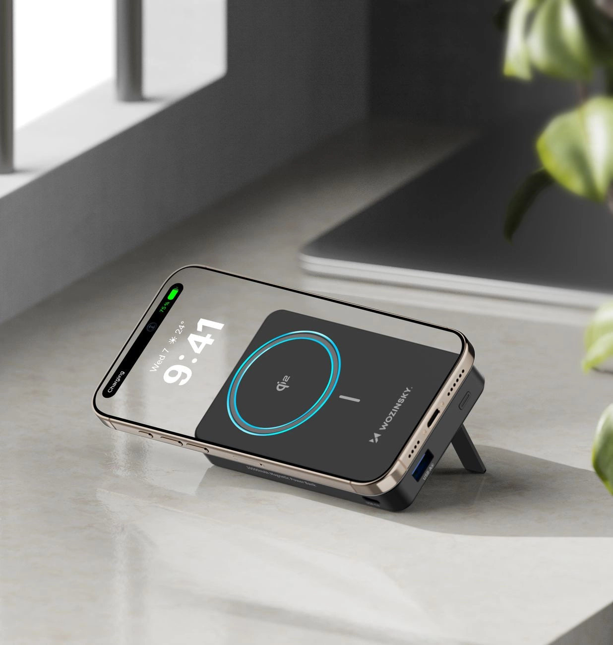 Powerbank Wozinsky WLWP-10KA0Y3S 22.5W PD Qi2 10000 mAh, with stand, 1x USB-A, 1x USB-C - black_15