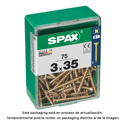 Caixa 75 unid. parafuso madeira spax cabeza plana yellox 3,0x35mm spax_0