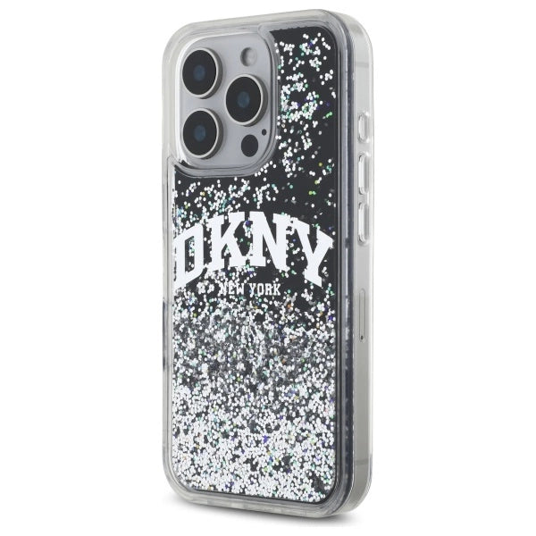 DKNY DKHCP16LLBNAEK iPhone 16 Pro 6.3" black/black hardcase Liquid Glitter Arch Logo_1
