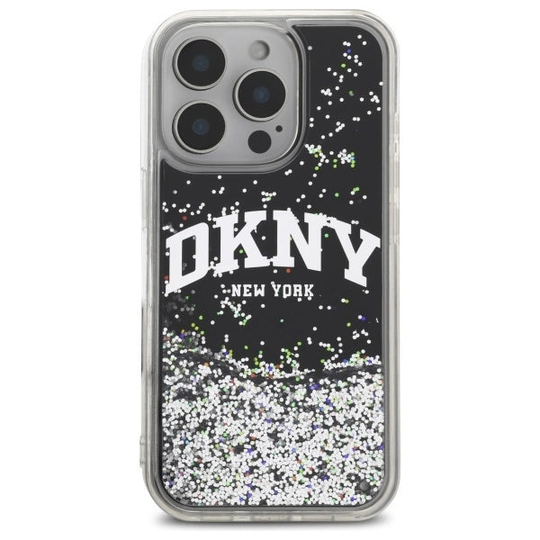 DKNY DKHCP16LLBNAEK iPhone 16 Pro 6.3" black/black hardcase Liquid Glitter Arch Logo_2