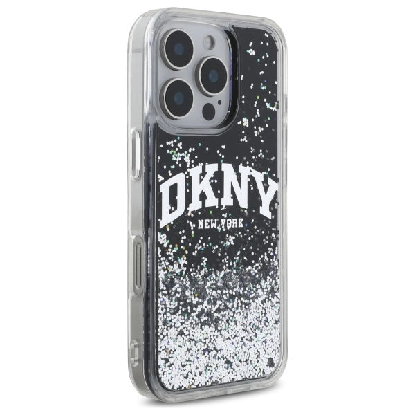 DKNY DKHCP16LLBNAEK iPhone 16 Pro 6.3" black/black hardcase Liquid Glitter Arch Logo_3