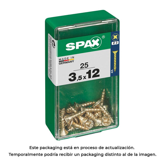 Caixa 25 unid. parafuso madeira spax cabeza plana yellox 3,5x12mm spax_0