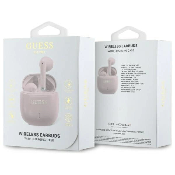 Guess Bluetooth headphones GUTWSJ14ESGP TWS + docking station pink/pink Printed Classic Logo_3