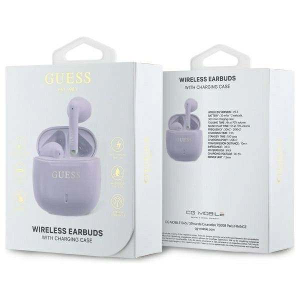 Guess Bluetooth headphones GUTWSJ14ESGU TWS + docking station purple/purple Printed Classic Logo_3