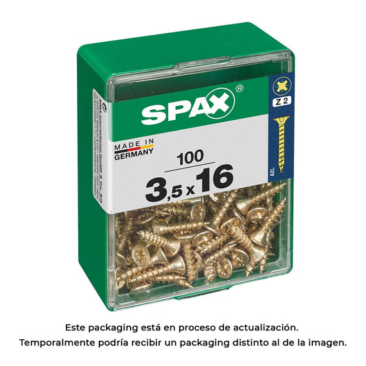 Caixa 100 unid. parafuso madeira spax cabeza plana yellox 3,5x16mm spax_0