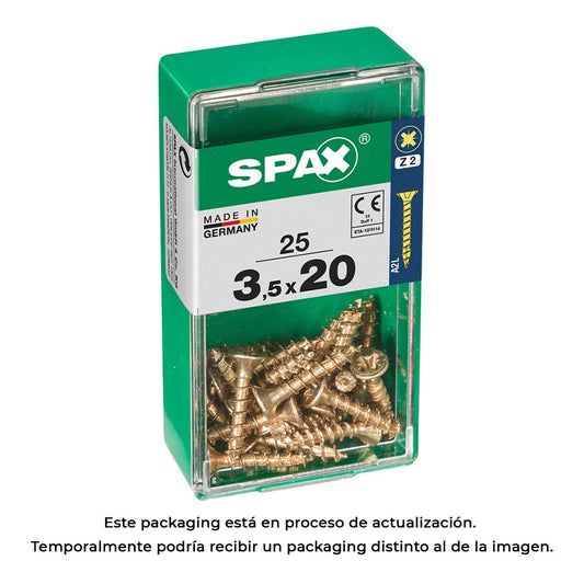 Caixa 25 unid. parafuso madeira spax cabeza plana yellox 3,5x20mm spax_0