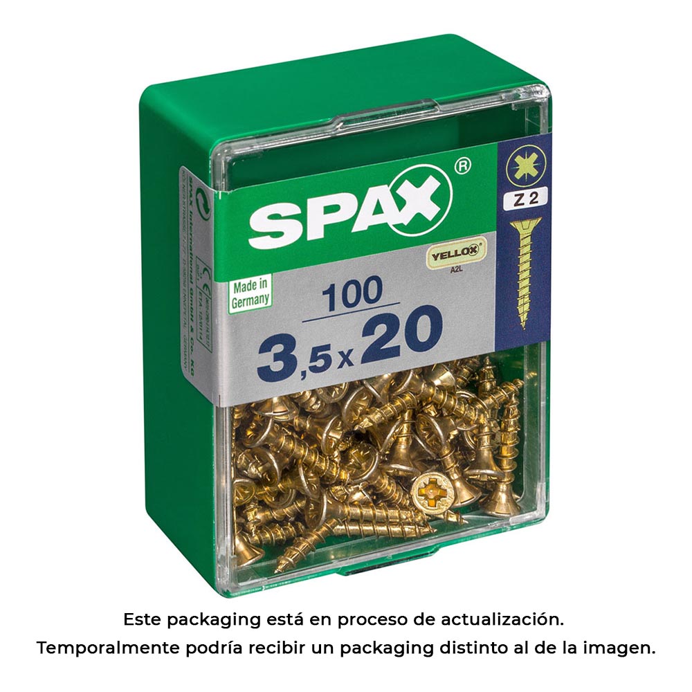 Caixa 100 unid. parafuso madeira spax cabeza plana yellox 3,5x20mm spax_0