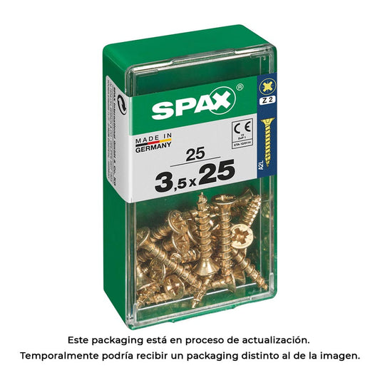 Caixa 25 unid. parafuso madeira spax cabeza plana yellox 3,5x25mm spax_0