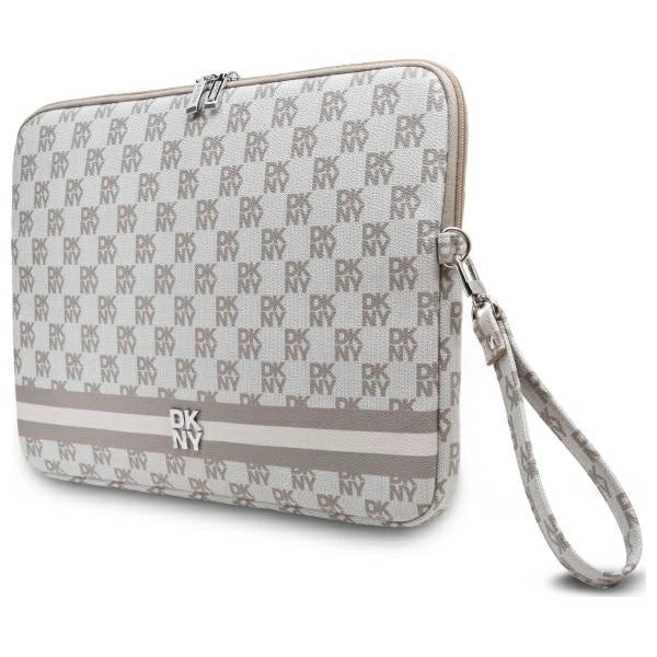 Pokrowiec na laptopa DKNY Sleeve Checkered Pattern Printed Stripes 16" - beżowy_1