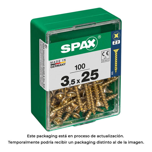 Caixa 100 unid. parafuso madeira spax cabeza plana yellox 3,5x25mm spax_0