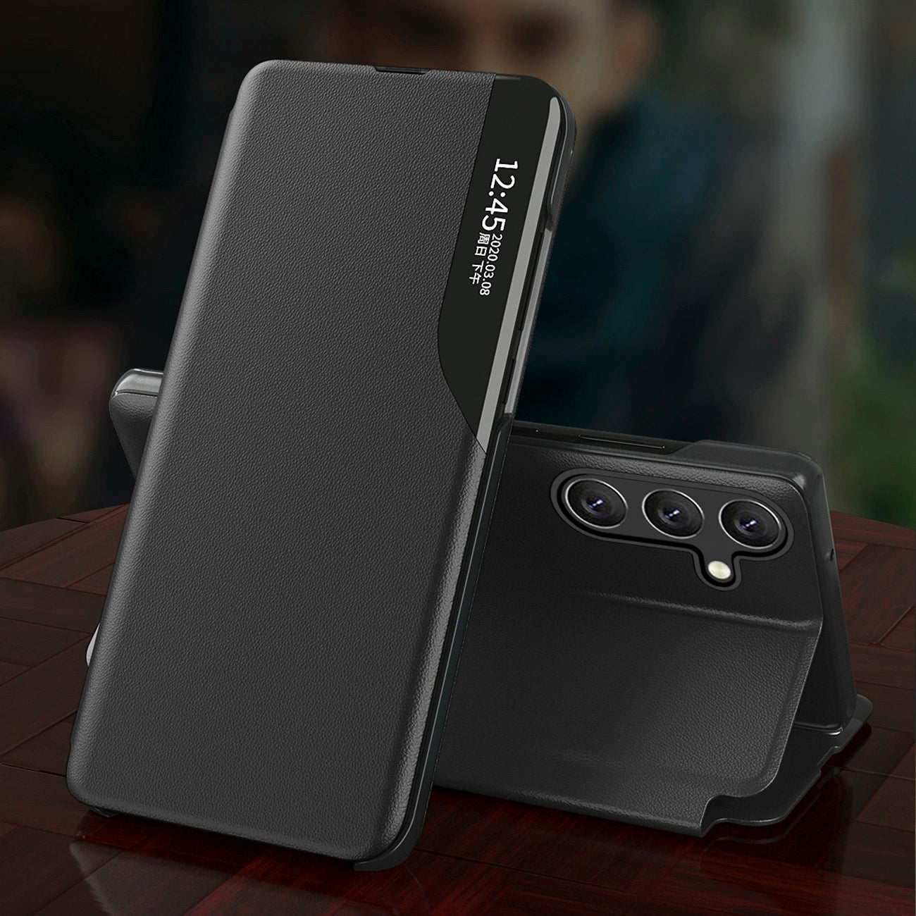 Eco Leather View Case for Samsung Galaxy S25 with Flip Stand - Black_2