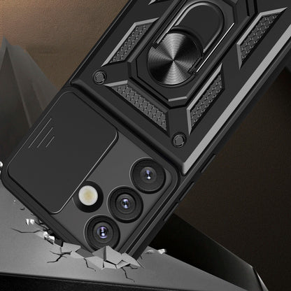 Hybrid Armor Camshield with Camera Cover and Metal Ring for Samsung Galaxy S25 - Black_1