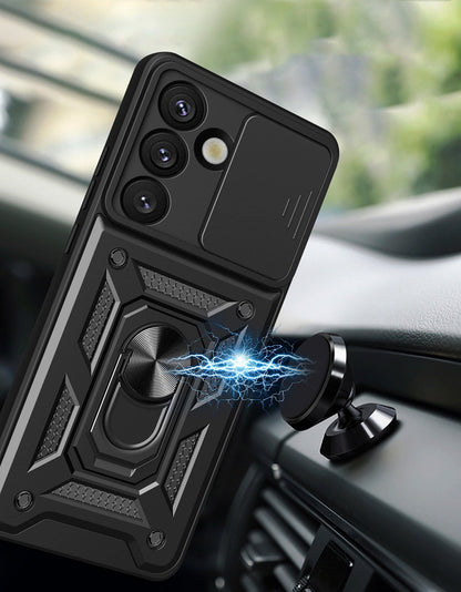 Hybrid Armor Camshield with Camera Cover and Metal Ring for Samsung Galaxy S25 - Black_2