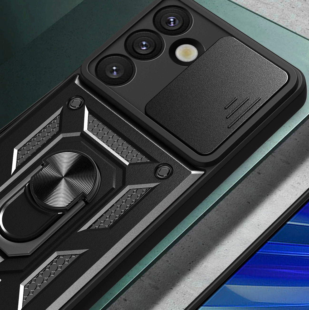 Hybrid Armor Camshield with Camera Cover and Metal Ring for Samsung Galaxy S25 - Black_3