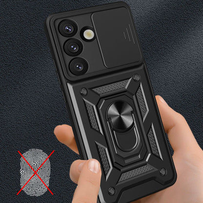 Hybrid Armor Camshield with Camera Cover and Metal Ring for Samsung Galaxy S25 - Black_4