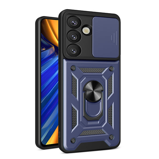 Hybrid Armor Camshield with Camera Cover and Metal Ring for Samsung Galaxy S25 - Blue_0
