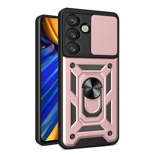 Hybrid Armor Camshield with Camera Cover and Metal Ring for Samsung Galaxy S25 - Pink_0