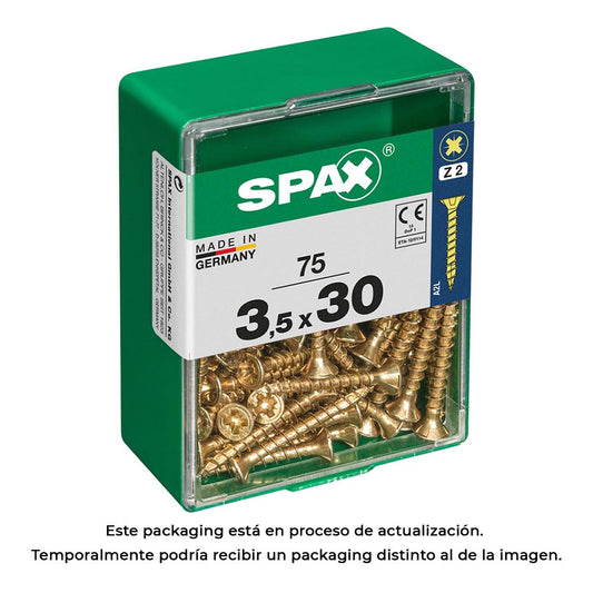 Caixa 75 unid. parafuso madeira spax cabeza plana yellox 3,5x30mm spax_0