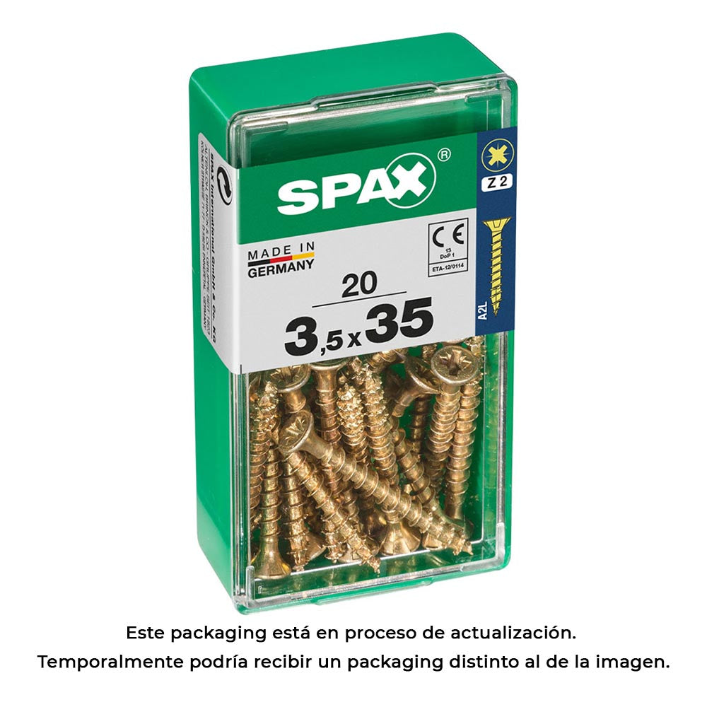 Caixa 20 unid. parafuso madeira spax cabeza plana yellox 3,5x35mm spax_0