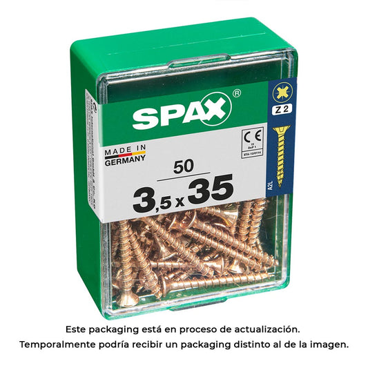 Caixa 50 unid. parafuso madeira spax cabeza plana yellox 3,5x35mm spax_0