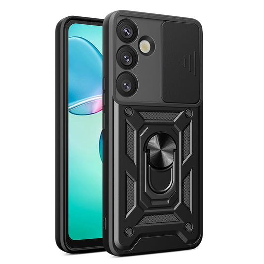 Hybrid Armor Camshield with Camera Cover and Metal Ring for Samsung Galaxy S25+ - Black_0