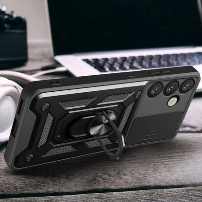 Hybrid Armor Camshield with Camera Cover and Metal Ring for Samsung Galaxy S25+ - Black_5