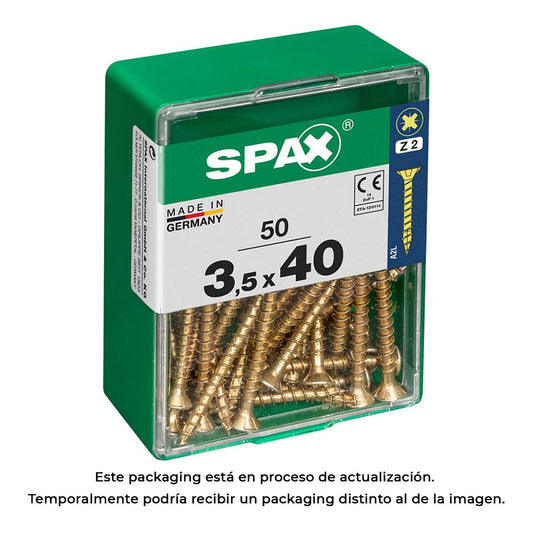 Caixa 50 unid. parafuso madeira spax cabeza plana yellox 3,5x40mm spax_0