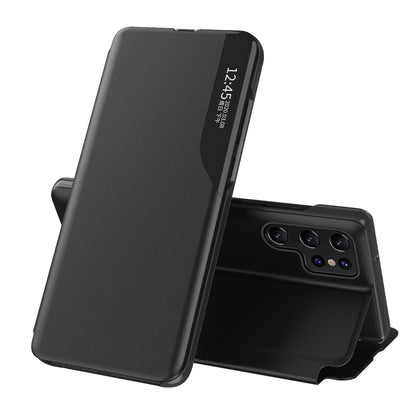 Eco Leather View Case for Samsung Galaxy S25 Ultra with Flip and Stand - Black_0