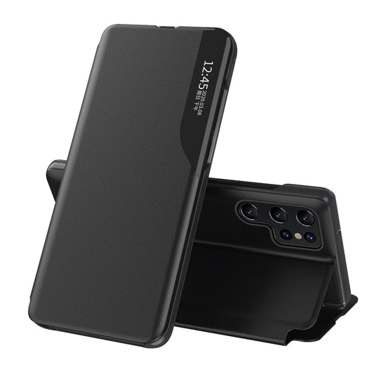Eco Leather View Case for Samsung Galaxy S25 Ultra with Flip and Stand - Black_0